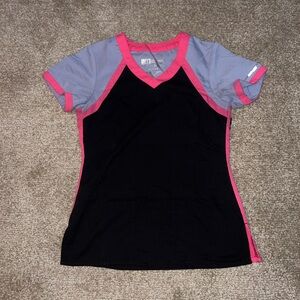 Grey’s Anatomy Black, Gray, and Pink Color Block Women’s Scrub Top XS